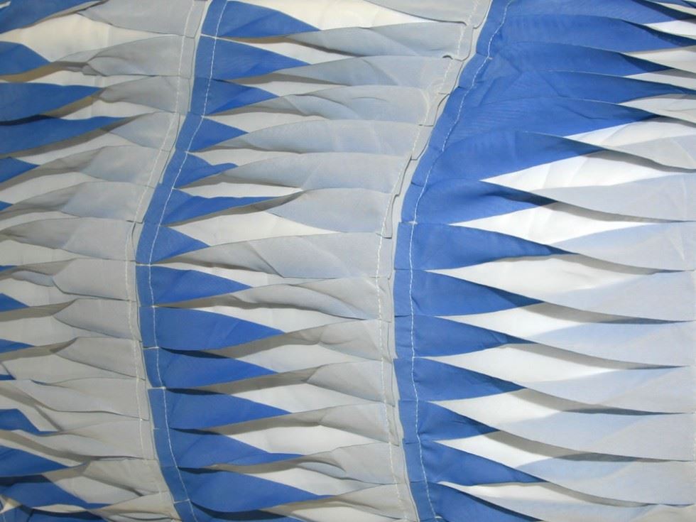 Deadstock Embroidered Sheer Chiffon Fabric Ivory & Blue