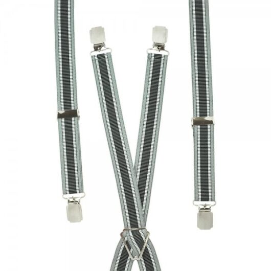 Charcoal, Grey & Silver Vertical Striped Skinny Trouser Braces