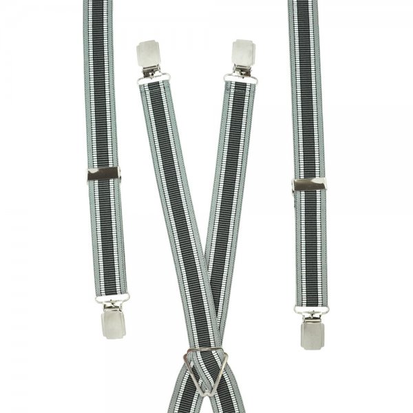 Charcoal, Grey & Silver Vertical Striped Skinny Trouser Braces