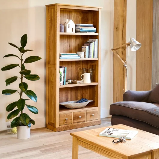 Mobel Oak Wide Bookcase