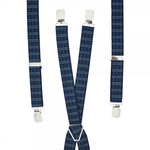 Navy Blue Patterned Skinny Trouser Braces
