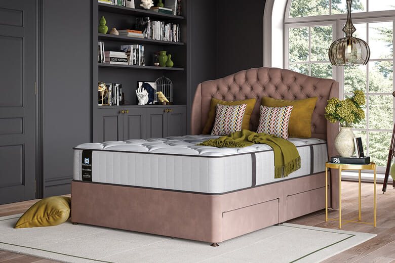 Sealy Webber Elevate Ultra Posturepedic Mattress + Premium Divan Bed, Carbon, 4 Drawer, Double