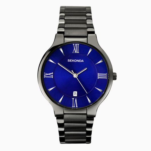 Sekonda Sekonda Classic Men's Watch | Gun Metal Case & Stainless Steel Bracelet with Blue Dial | 1140