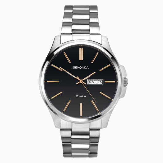 Sekonda Sekonda Classic Men's Watch | Silver Case & Stainless Steel Bracelet with Black Dial | 1097