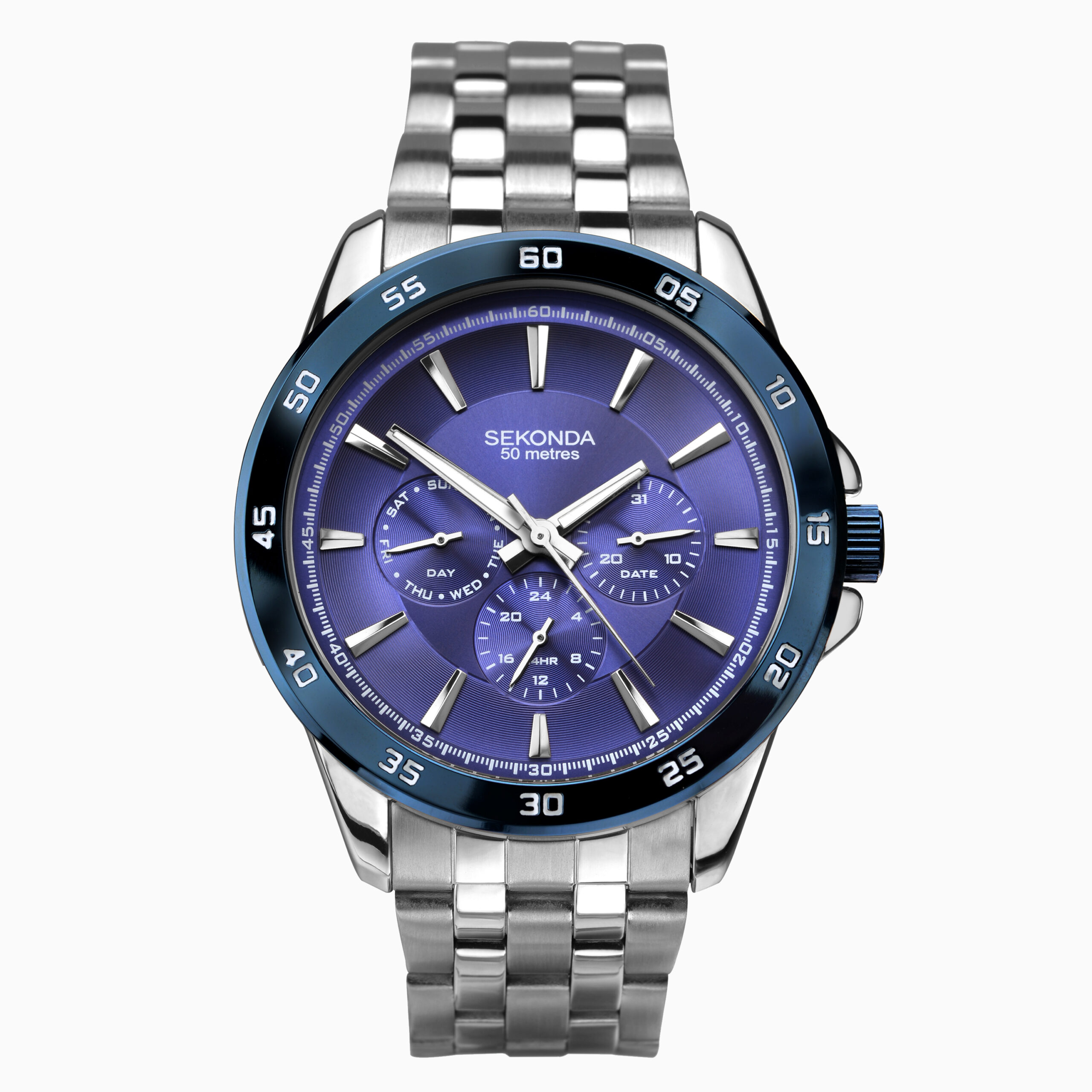 Sekonda Sekonda Sports Men's Watch | Silver Case & Stainless Steel Bracelet with Navy Dial | 1391