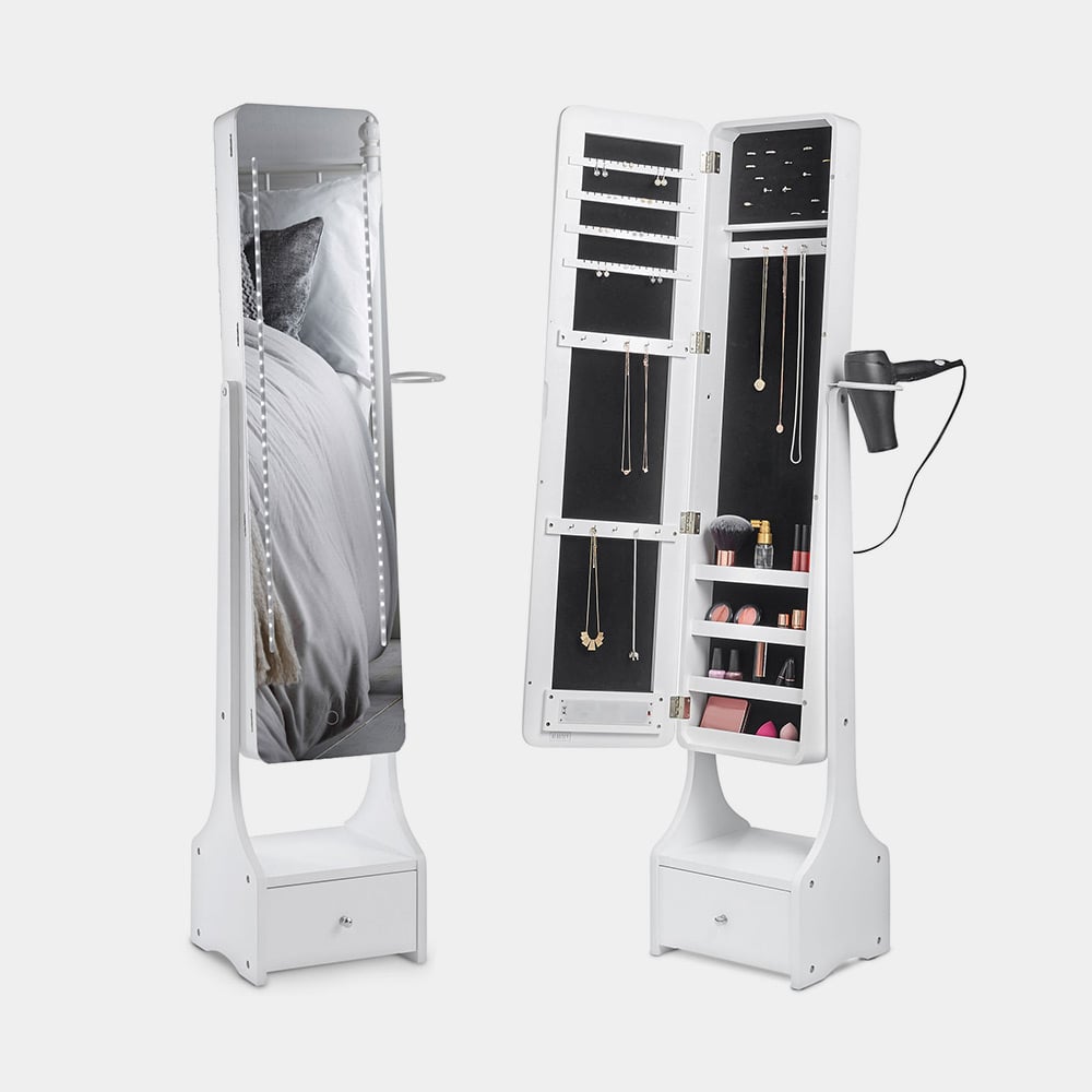 White Illuminating LED Armoire Storage Mirror